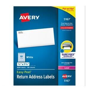Avery Easy Peel White Address Labels, Laser Printers [5167]